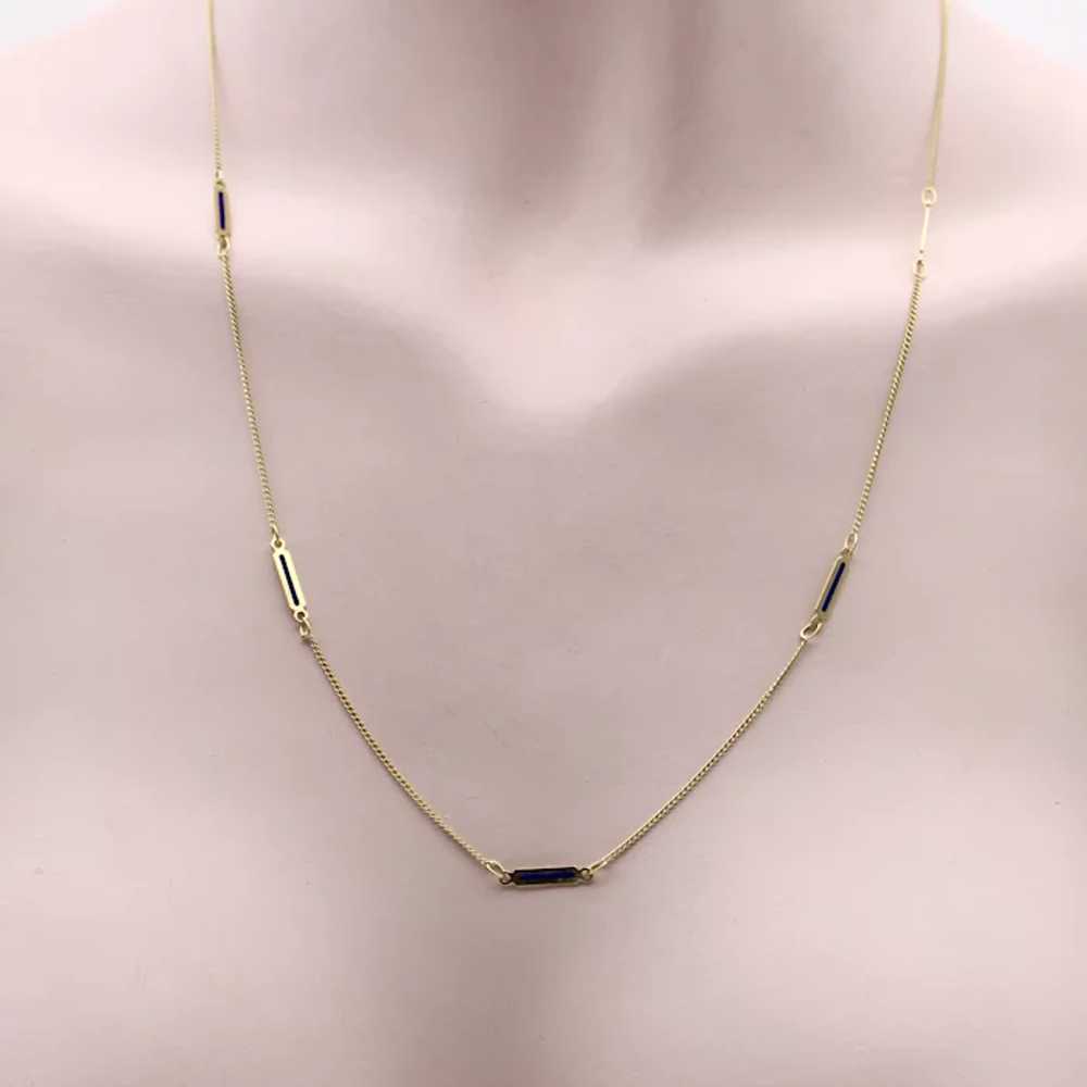 14K Gold Vintage UnoAErre Blue Plique-à-Jour Chain - image 6