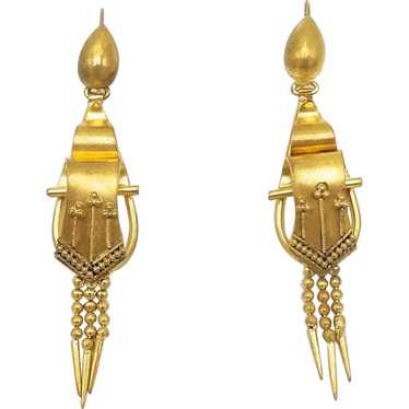 Victorian 18K Gold Filled Etruscan Revival Earring
