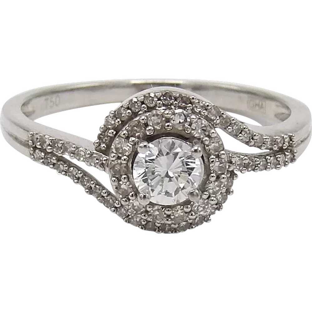 Vintage 18K White Gold & Diamond Ring - image 1