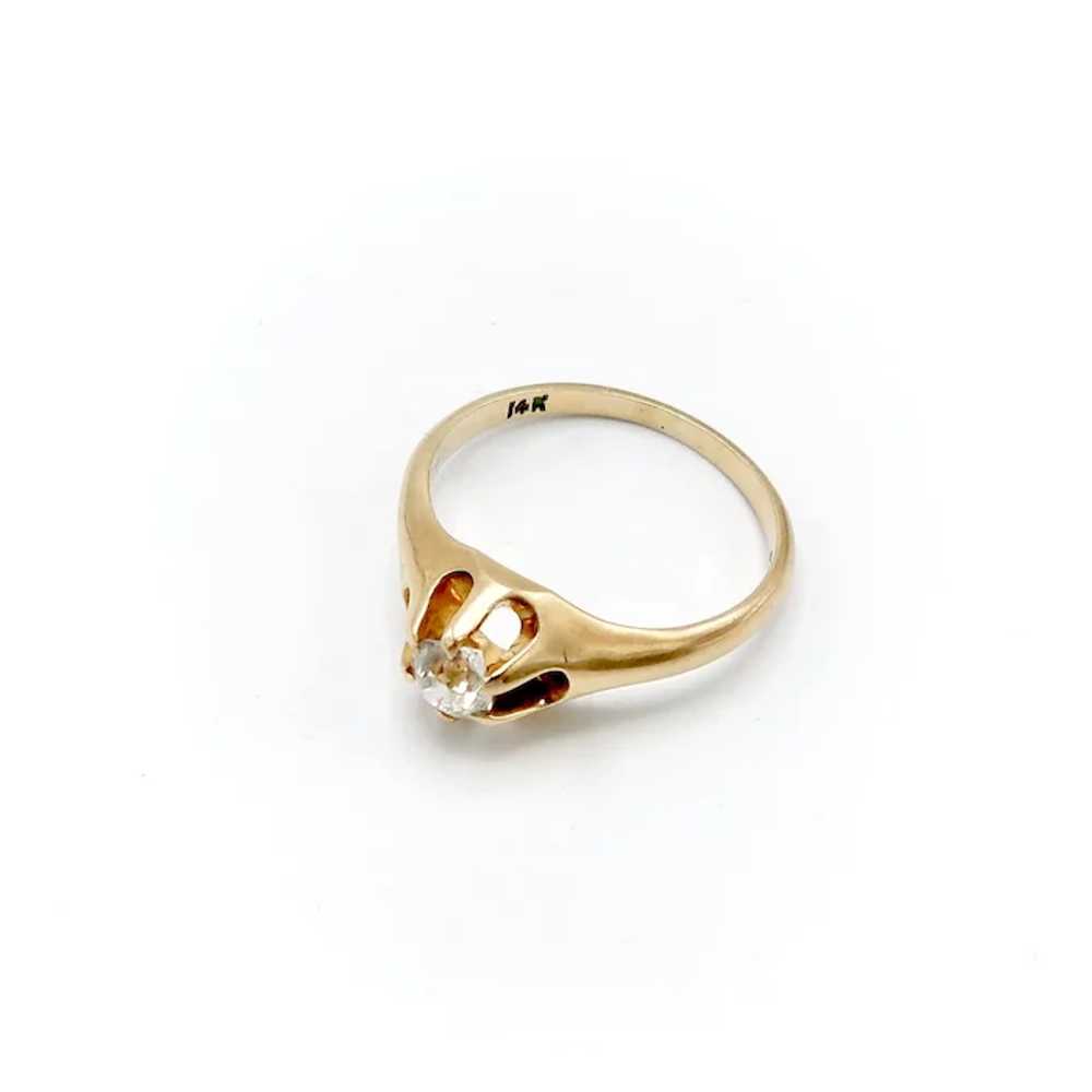 14K Gold Victorian Diamond Solitaire Ring - image 3