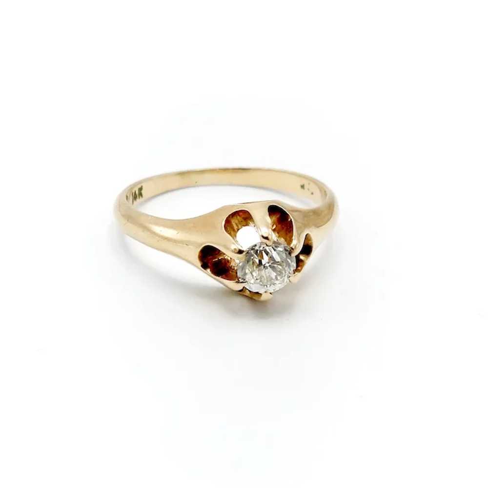 14K Gold Victorian Diamond Solitaire Ring - image 7