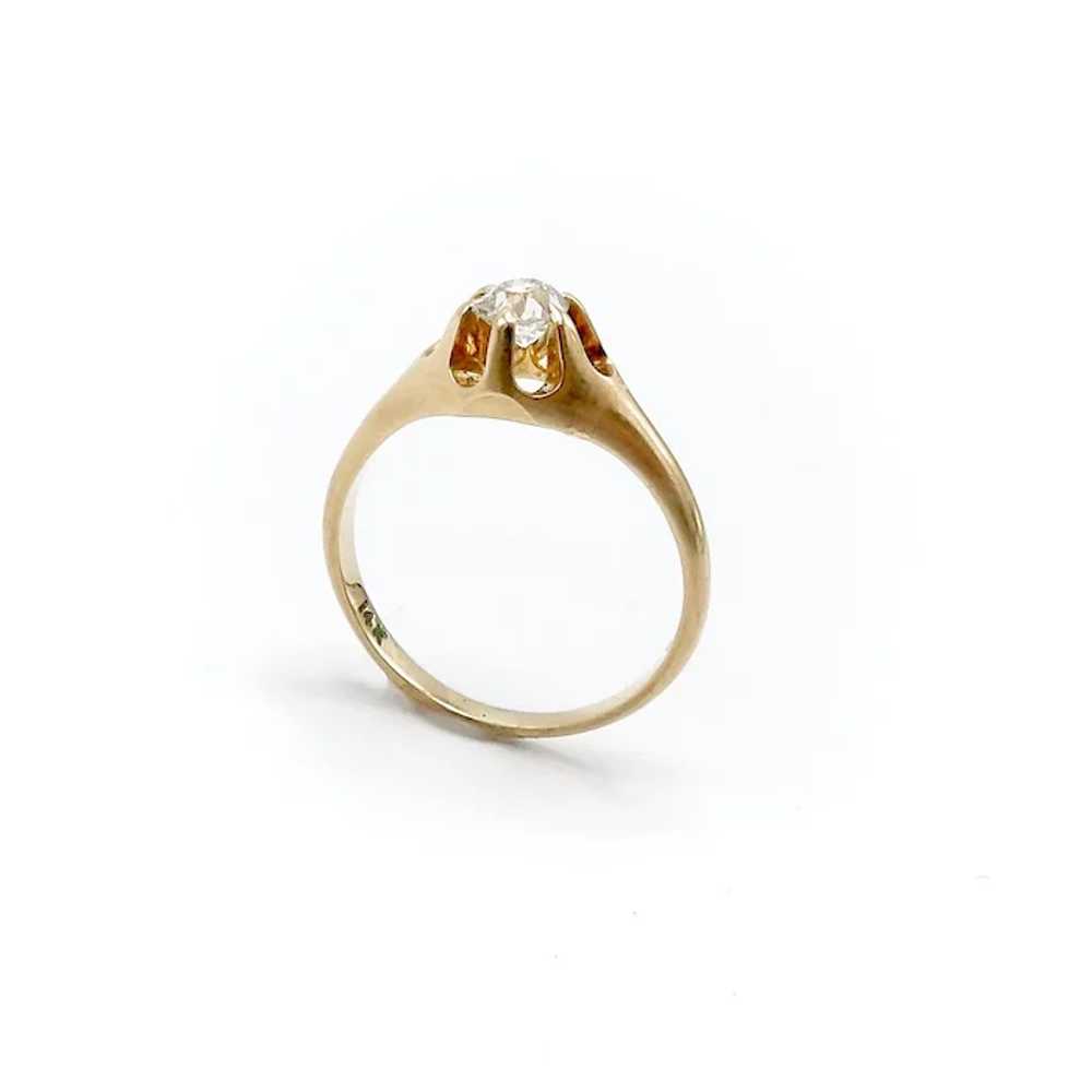 14K Gold Victorian Diamond Solitaire Ring - image 8