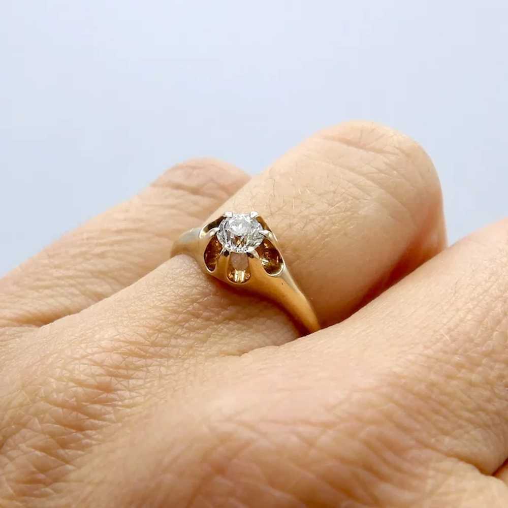 14K Gold Victorian Diamond Solitaire Ring - image 9