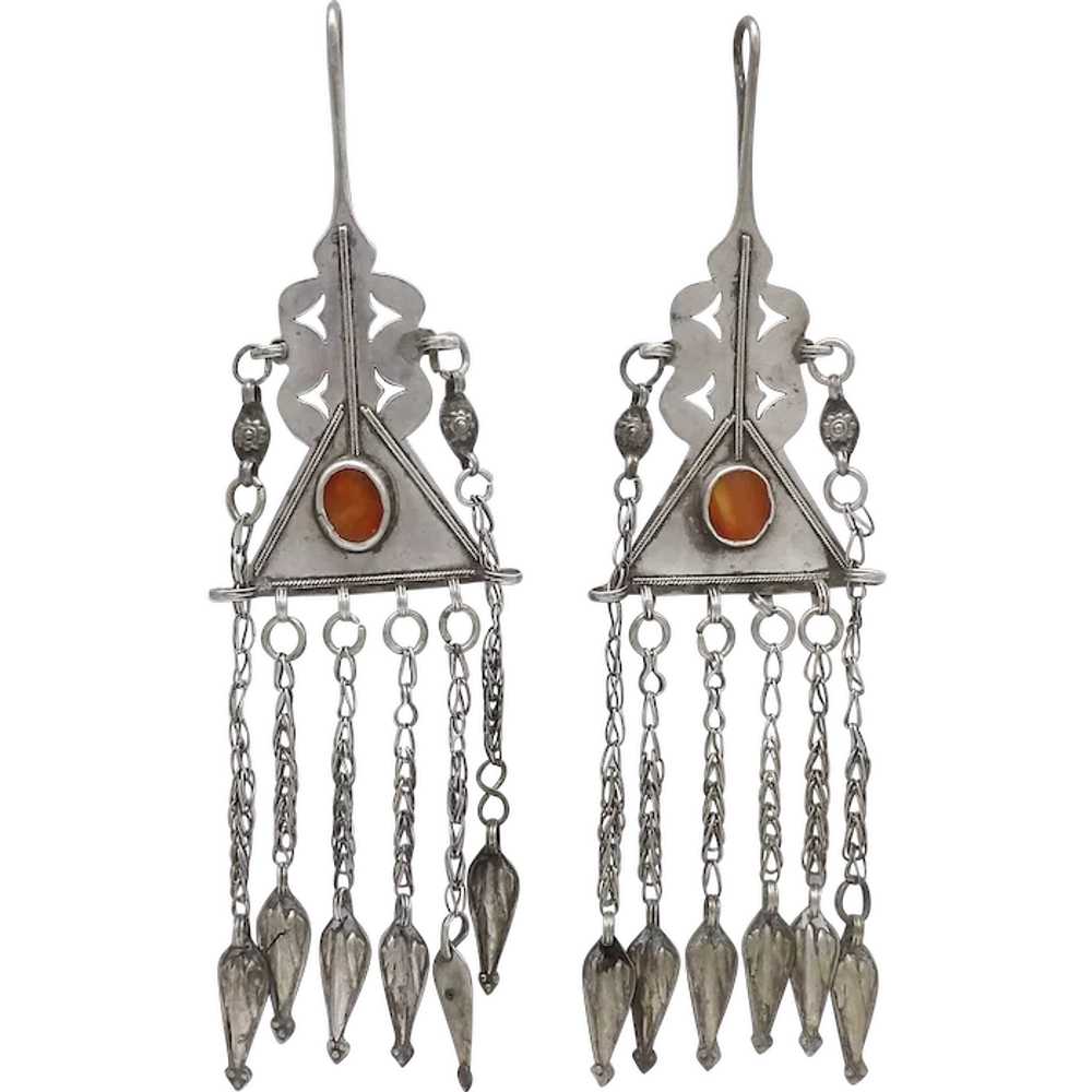 Hand-crafted Tribal 800 Silver & Carnelian Uzbeki… - image 1