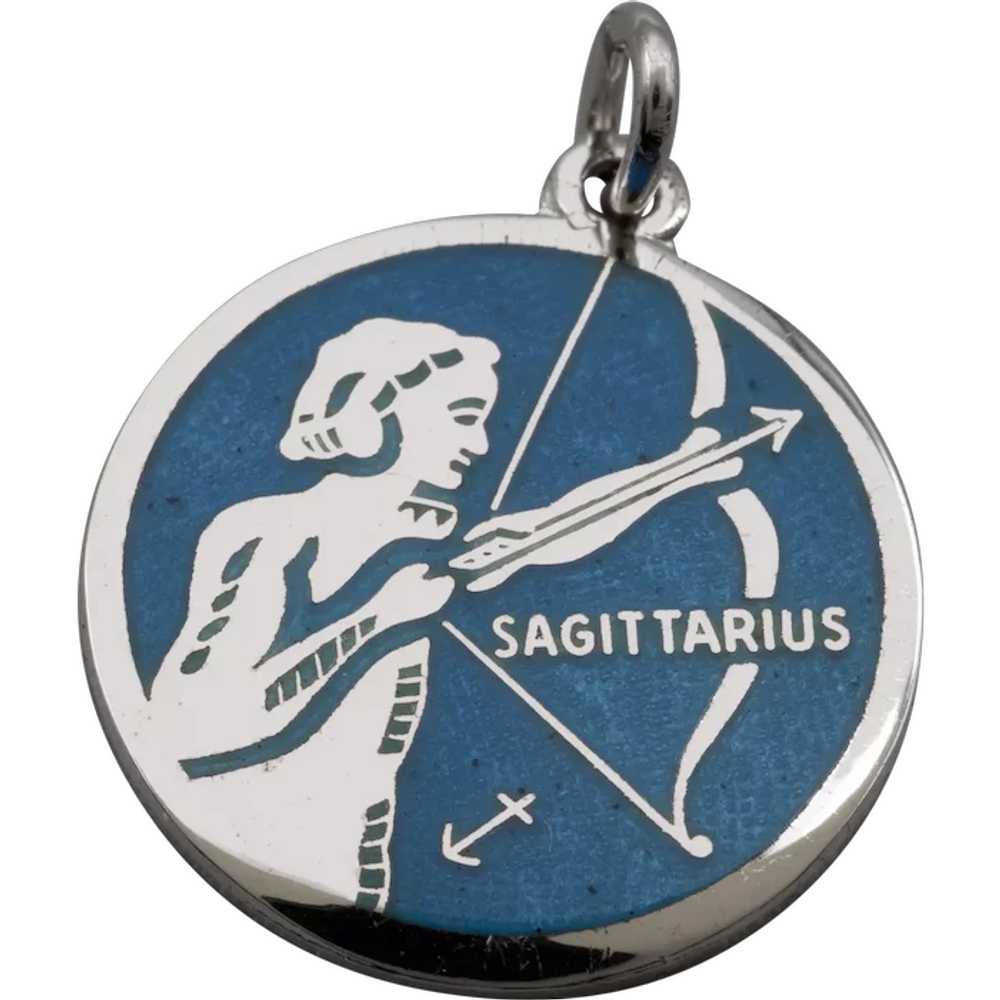 Vintage Griffith Sterling Silver Sagittarius Enam… - image 1