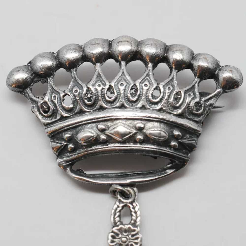 Vintage Sterling Silver Crown And Sword or Scimit… - image 2