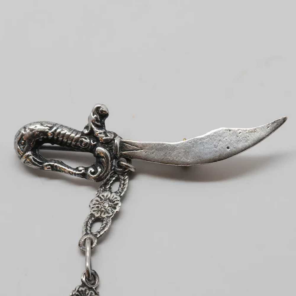 Vintage Sterling Silver Crown And Sword or Scimit… - image 3