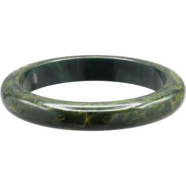 Petite Smooth Green Marbled Bakelite Bangle