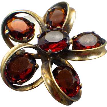 French Cranberry Glass, Three Dimensional Brooch, 