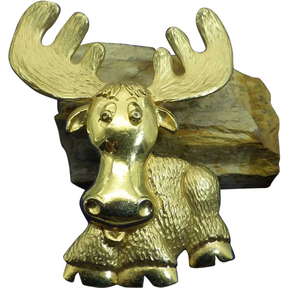 Vintage JJ, Jonette Jewelry Co., Moose Pin, Goldt… - image 1