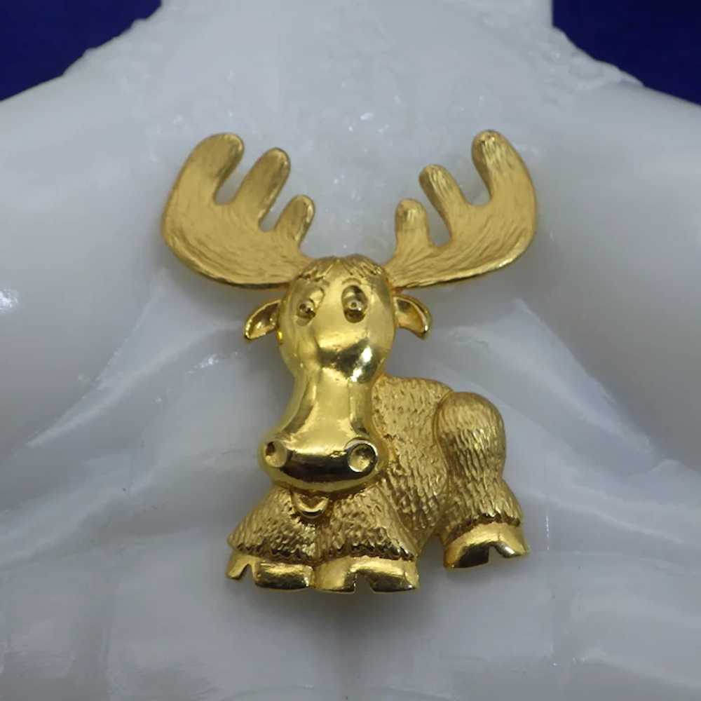 Vintage JJ, Jonette Jewelry Co., Moose Pin, Goldt… - image 2