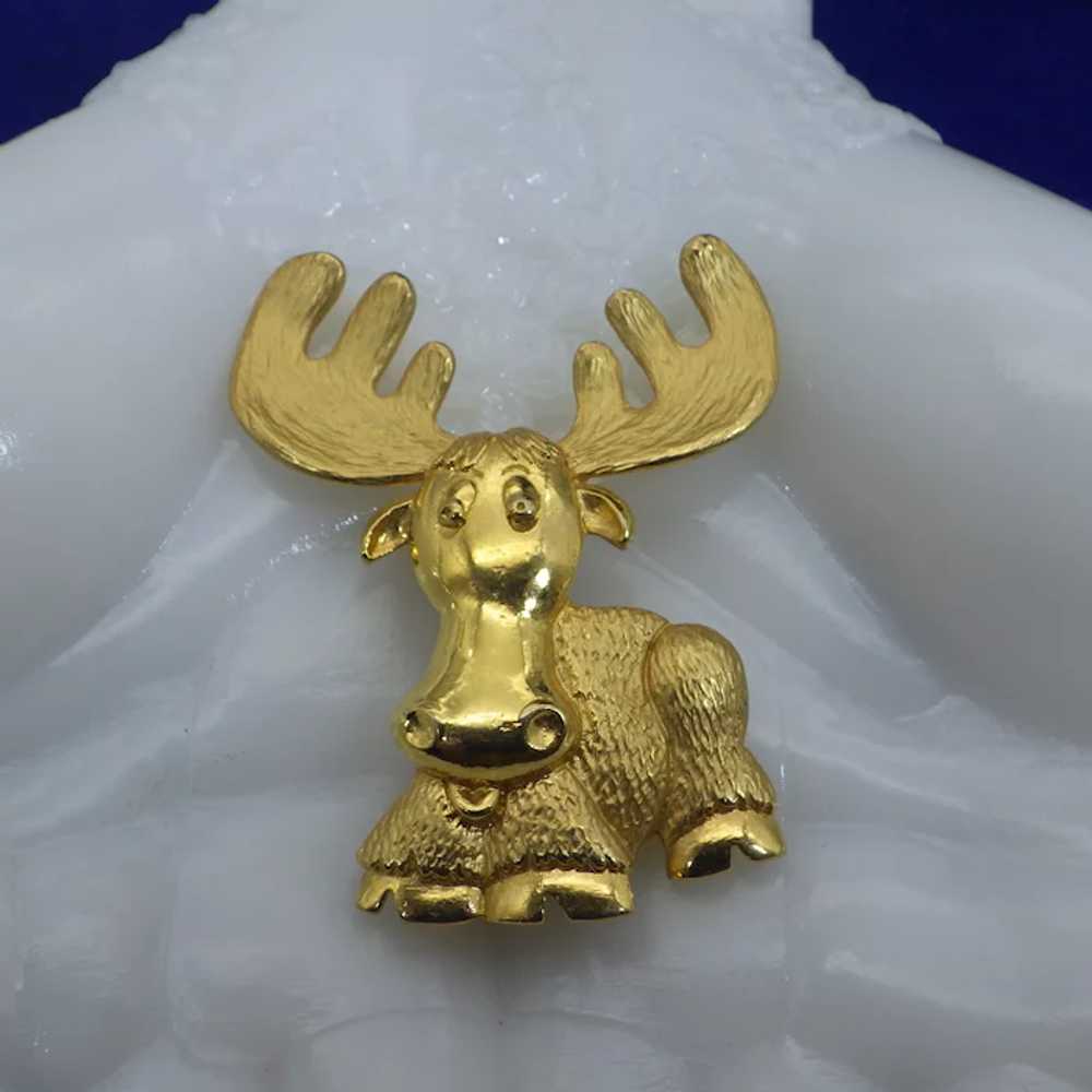 Vintage JJ, Jonette Jewelry Co., Moose Pin, Goldt… - image 4