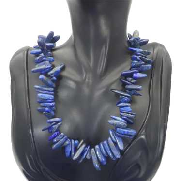 Beautiful Tumbled Lapis Lazuli Gemstone Choker Nec