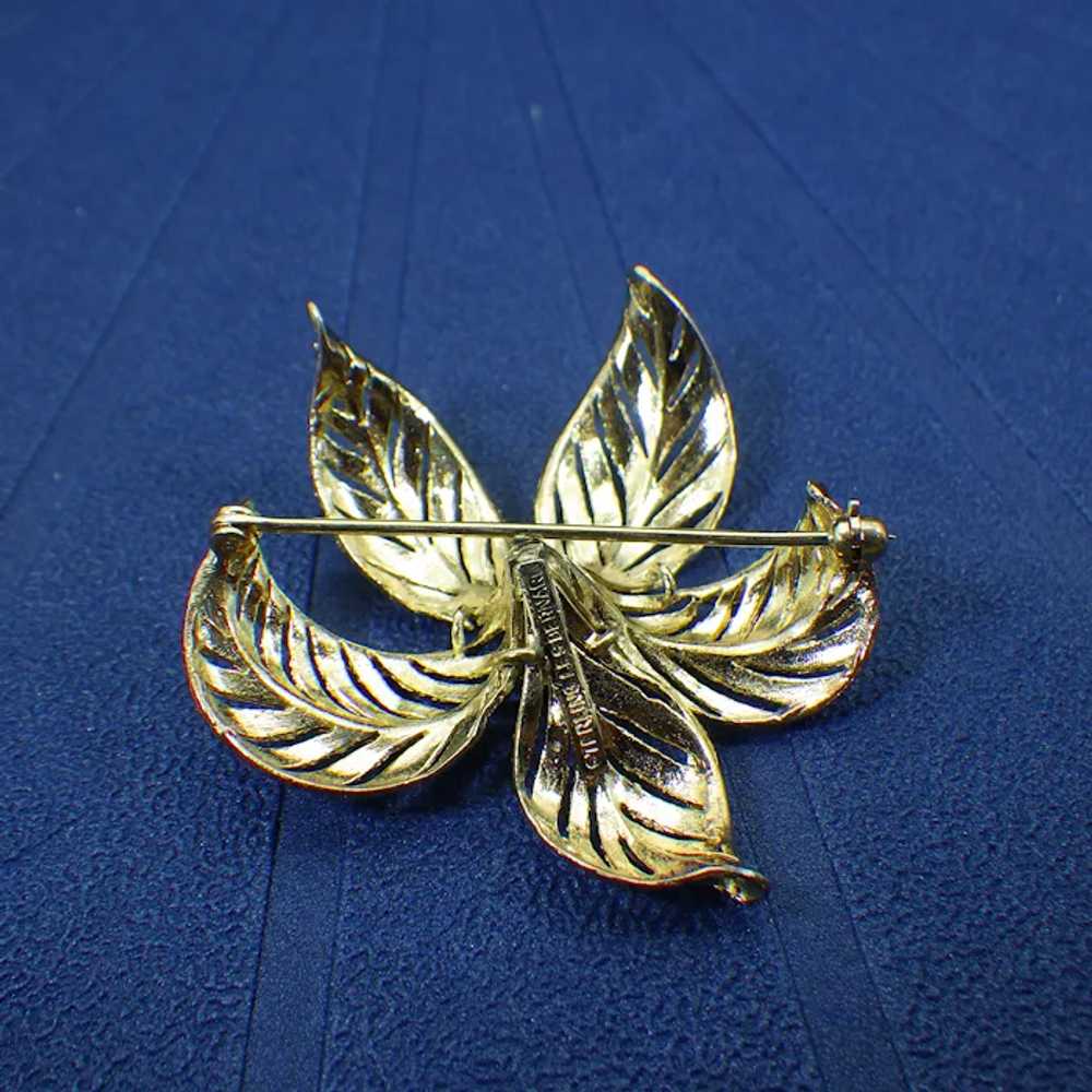 Gold Vermeil, Les Bernard 3D Floral Brooch With A… - image 6