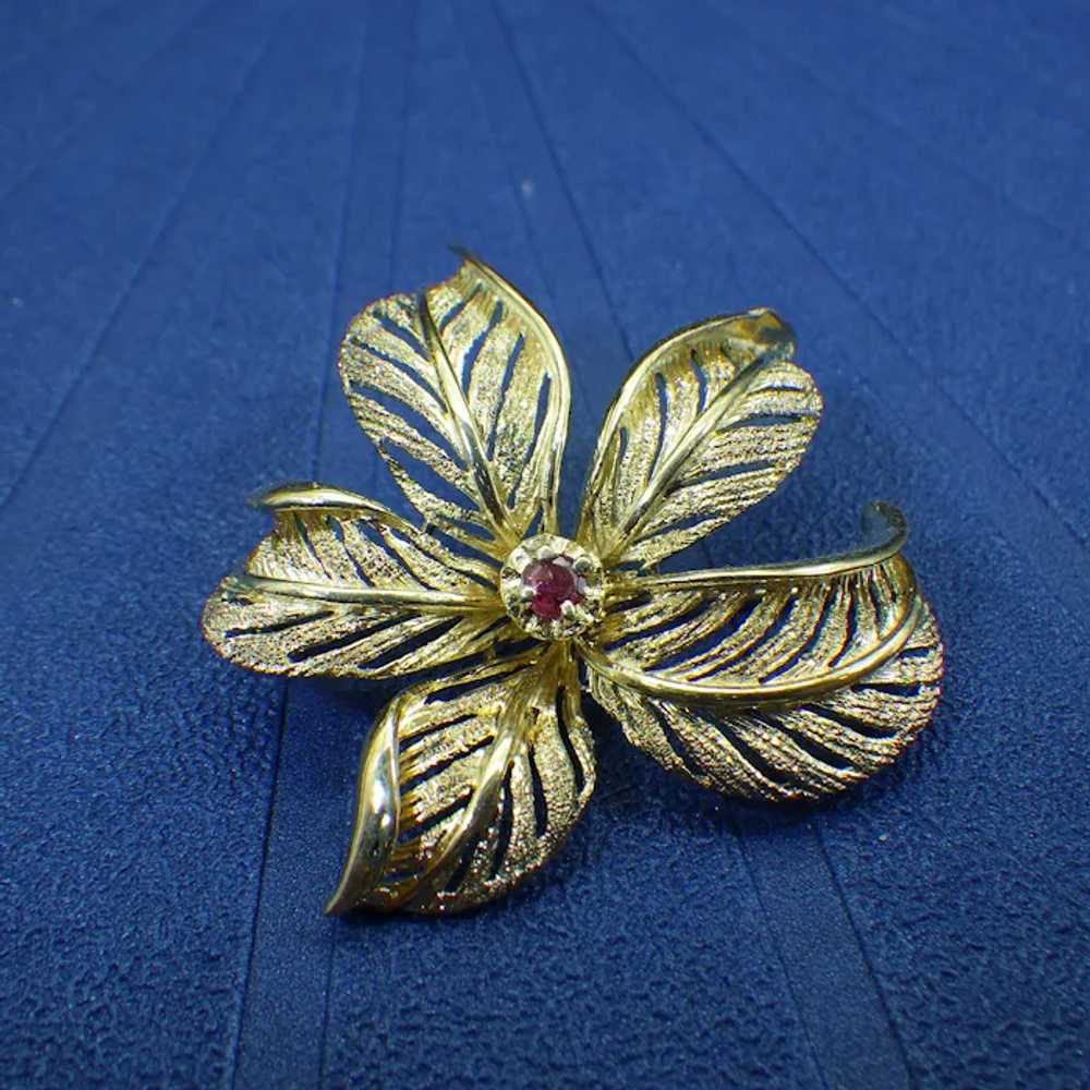 Gold Vermeil, Les Bernard 3D Floral Brooch With A… - image 7