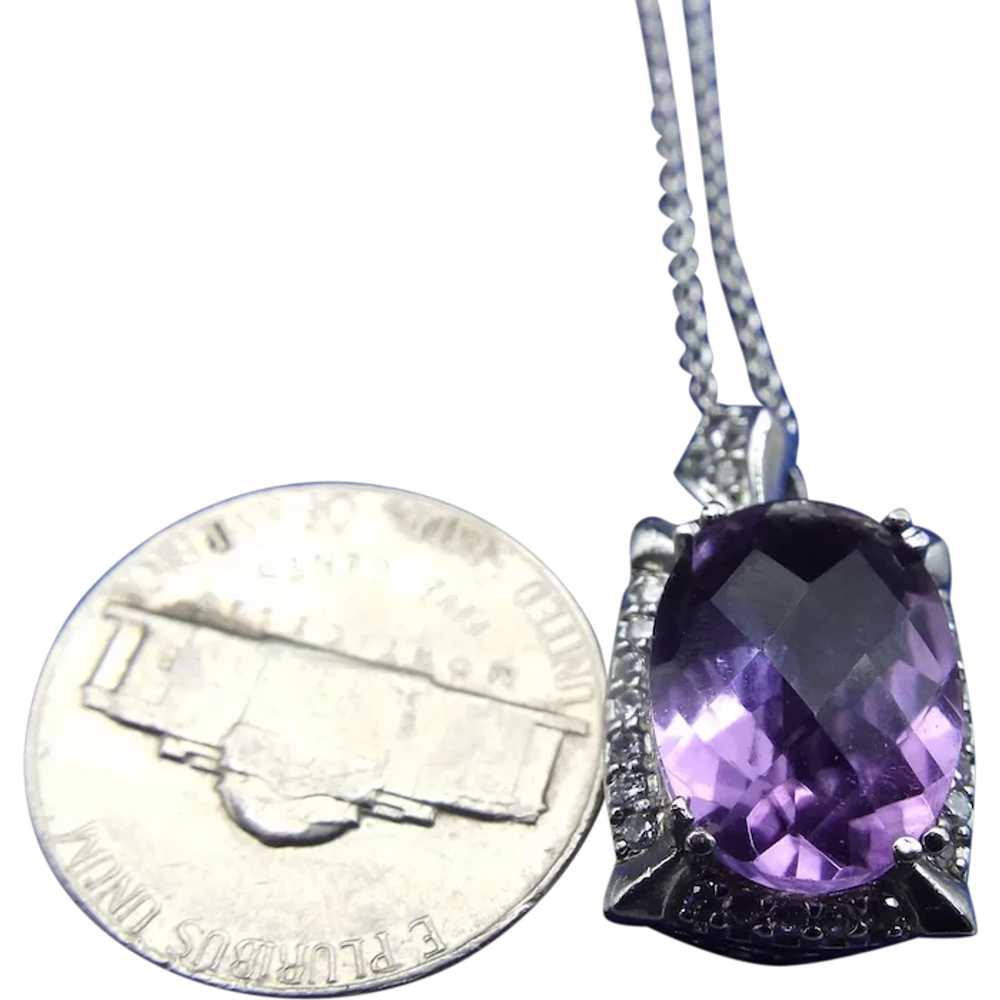 Elegant Amethyst Pendant Necklace, Sterling Silve… - image 1