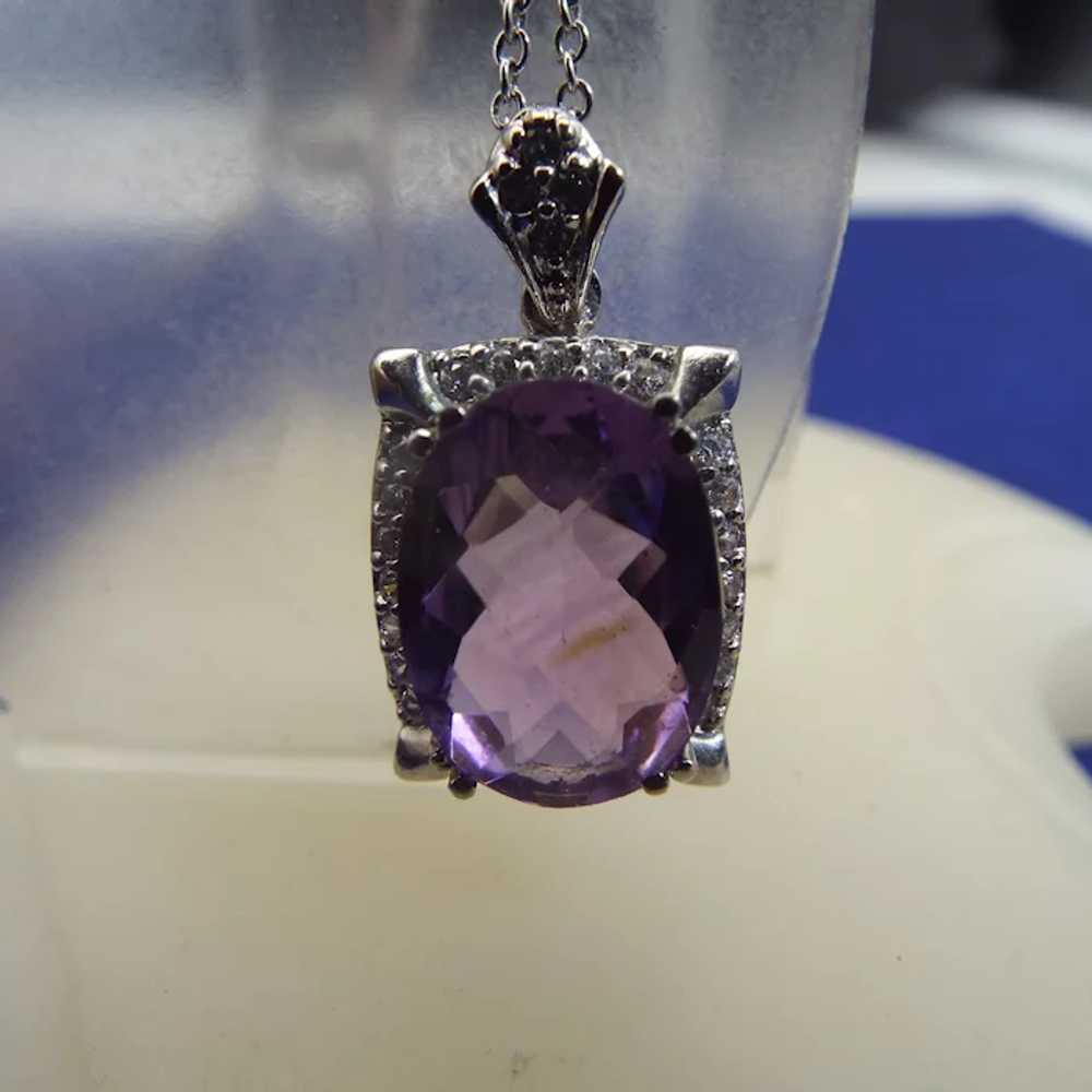 Elegant Amethyst Pendant Necklace, Sterling Silve… - image 2