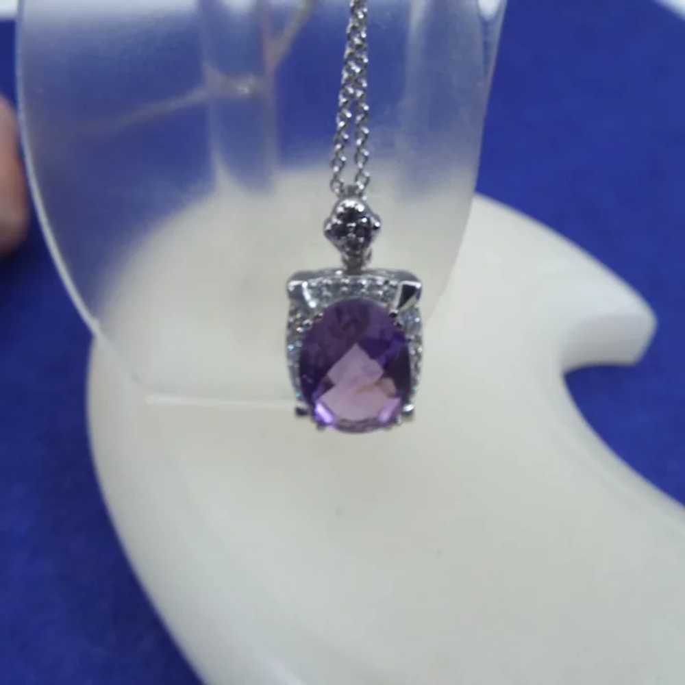 Elegant Amethyst Pendant Necklace, Sterling Silve… - image 4