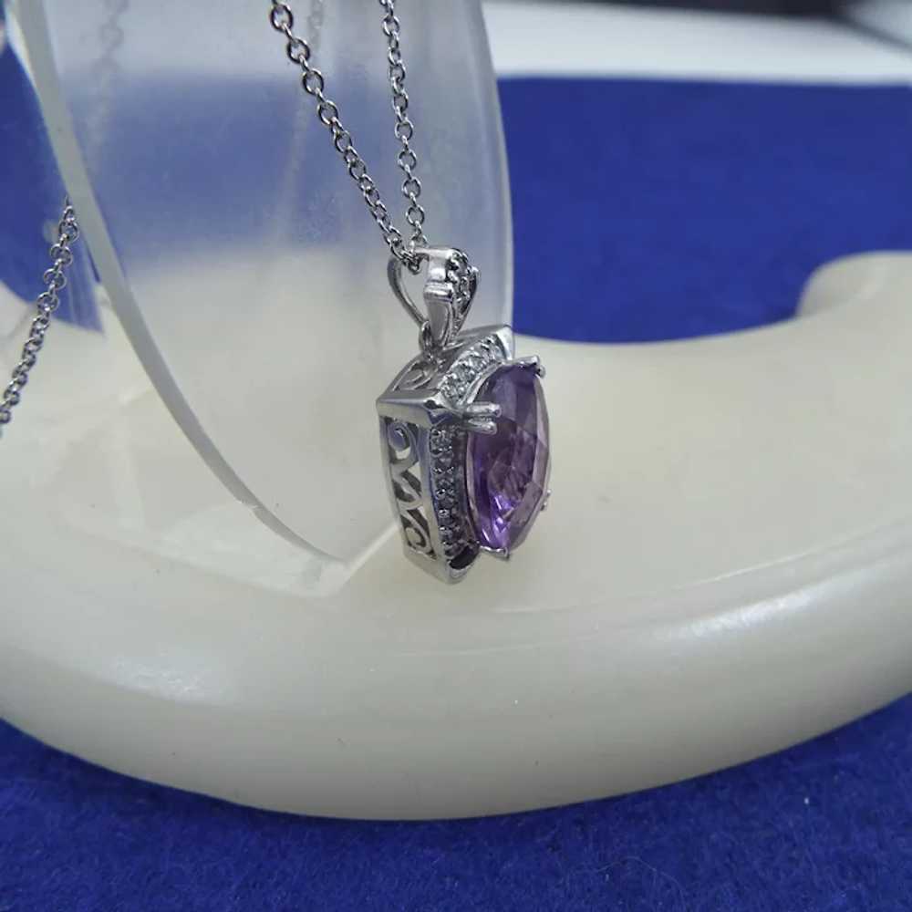 Elegant Amethyst Pendant Necklace, Sterling Silve… - image 7