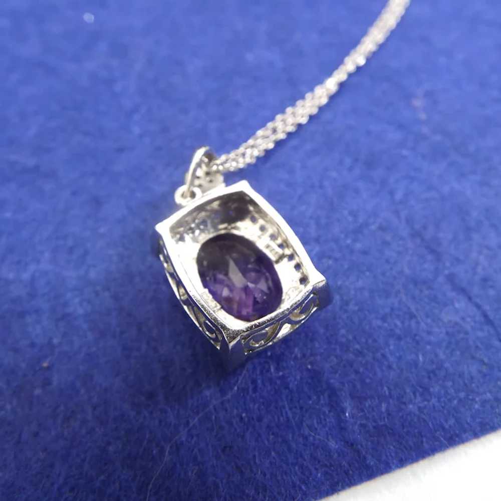 Elegant Amethyst Pendant Necklace, Sterling Silve… - image 8