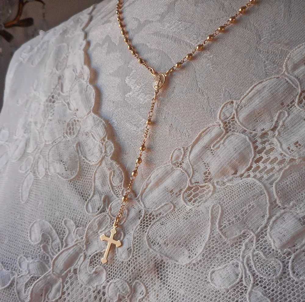 Dainty Necklace Rosary Sabry Gold Plated Vintage … - image 4