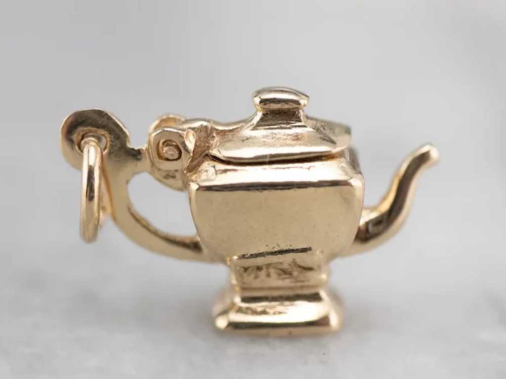 Little 14 Karat Gold Teapot Charm - image 3