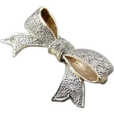Sweet Vintage Diamond Studded Bow Brooch