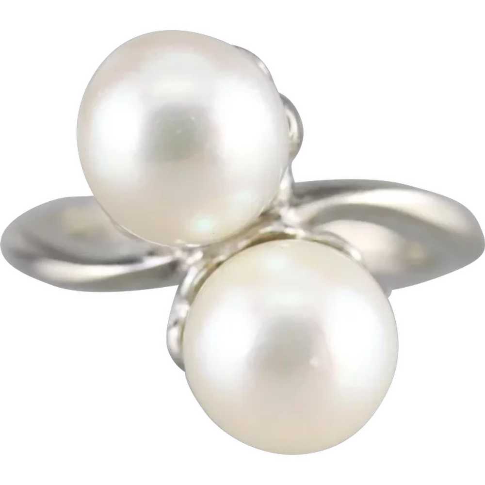 White Cultured Pearl Bypass Ring - image 1