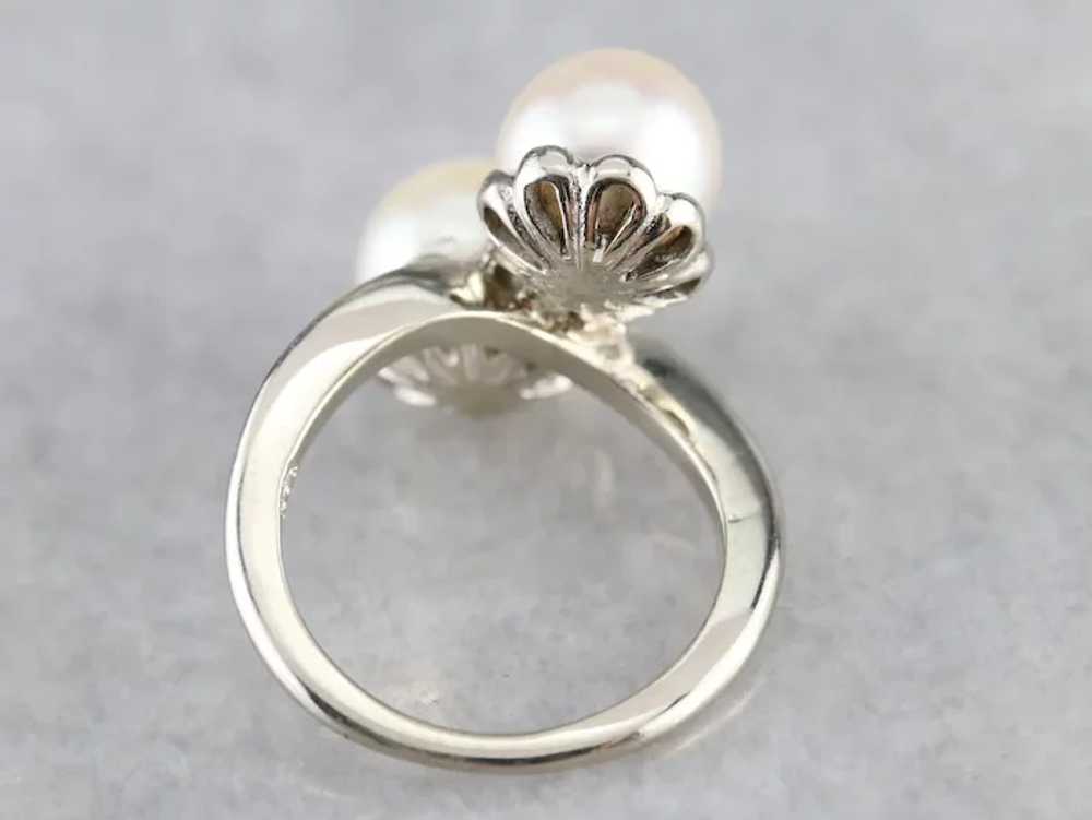 White Cultured Pearl Bypass Ring - image 4