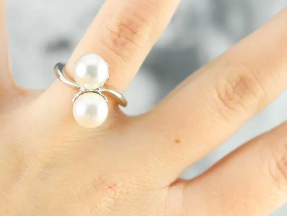 White Cultured Pearl Bypass Ring - image 6