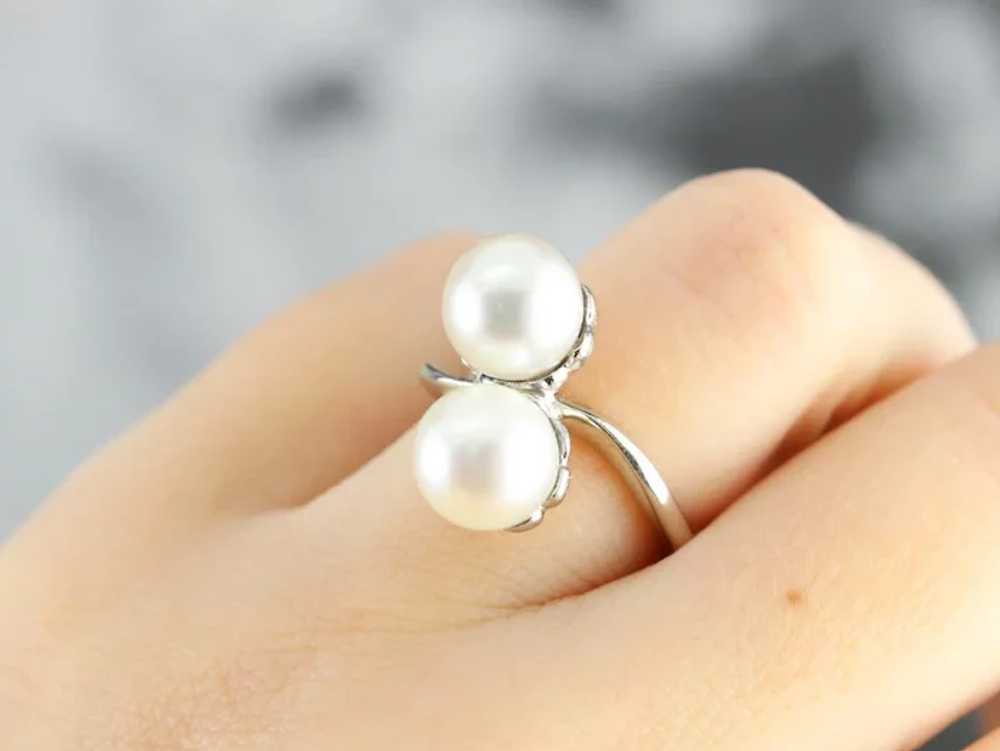 White Cultured Pearl Bypass Ring - image 7