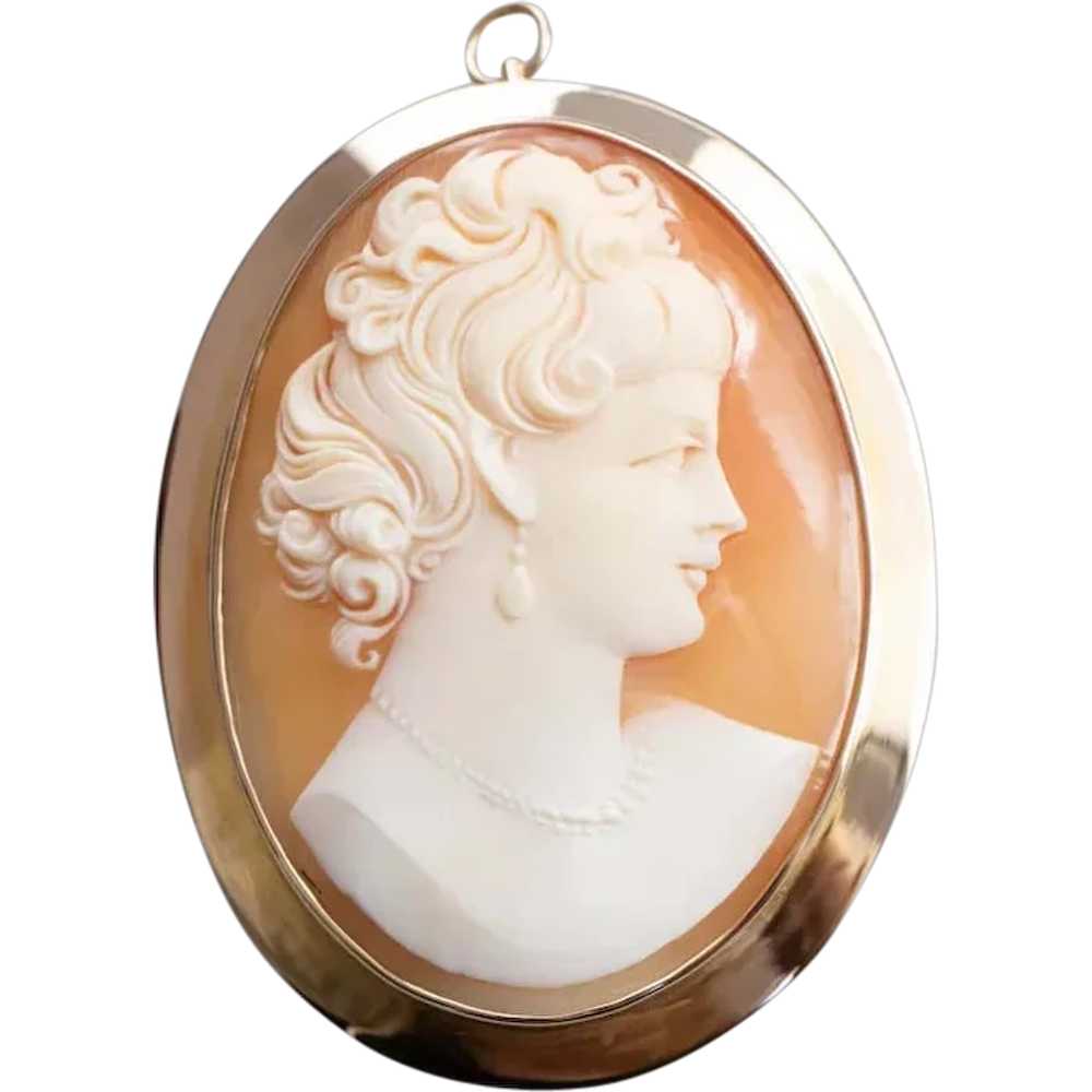 Large Vintage Cameo Brooch or Pendant - image 1