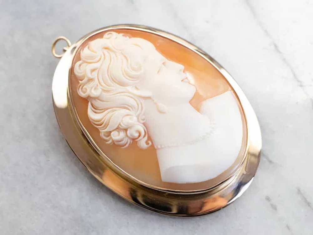 Large Vintage Cameo Brooch or Pendant - image 3