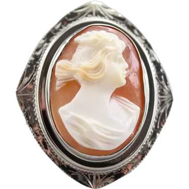Etched Upcycled Cameo Ring - image 1