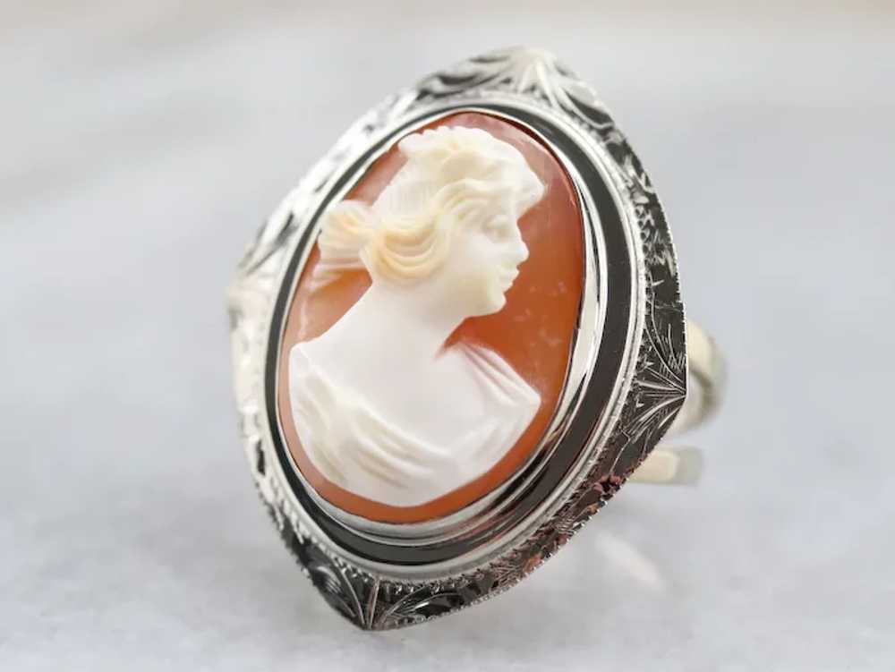 Etched Upcycled Cameo Ring - image 2