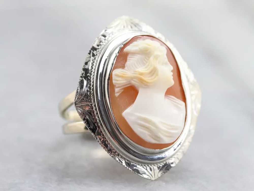 Etched Upcycled Cameo Ring - image 3