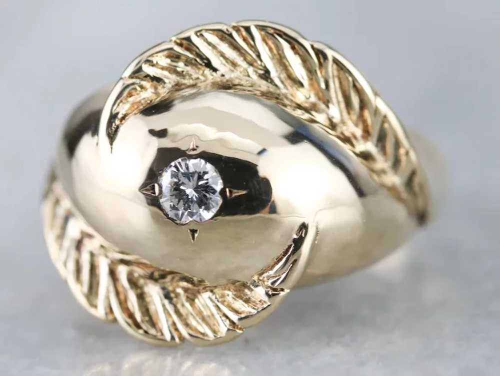 Diamond Solitaire Feather Ring - image 3