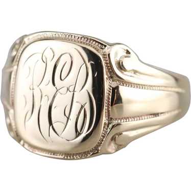 800 Silver Antique Ring Monogram Edwardian Family Crest Signet Sterling  Masonic