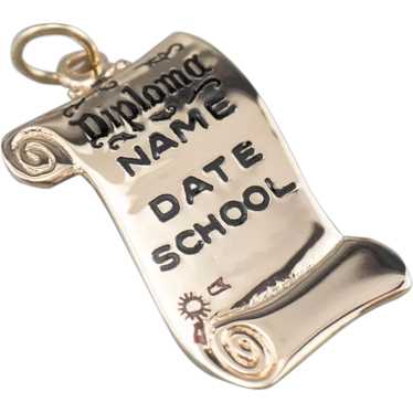 14K Enamel Diploma Charm - image 1