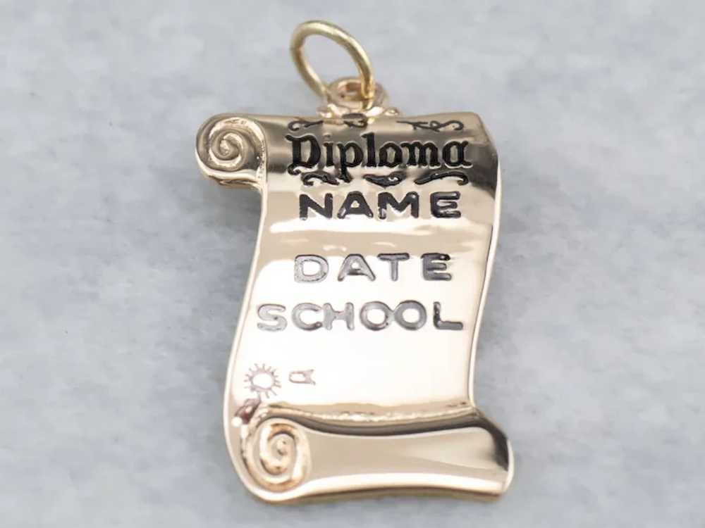 14K Enamel Diploma Charm - image 2