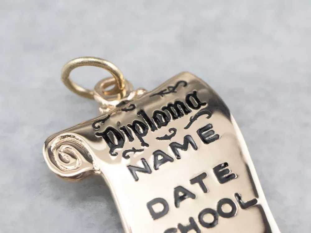 14K Enamel Diploma Charm - image 3