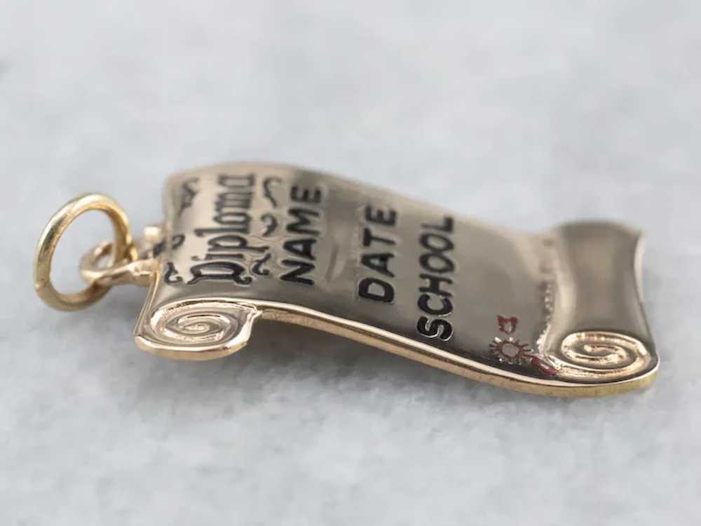 14K Enamel Diploma Charm - image 4