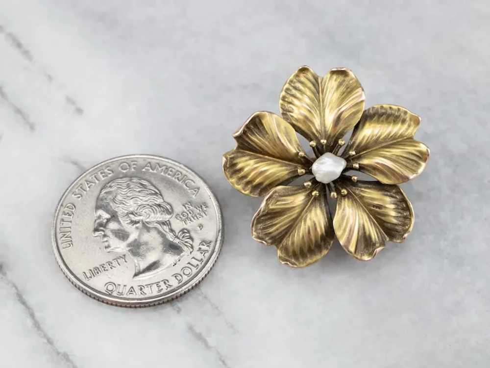 Antique Baroque Pearl Flower Pin or Pendant - image 7