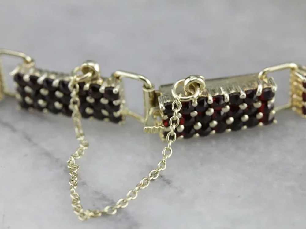 Vintage Czech Garnet Link Bracelet - image 4