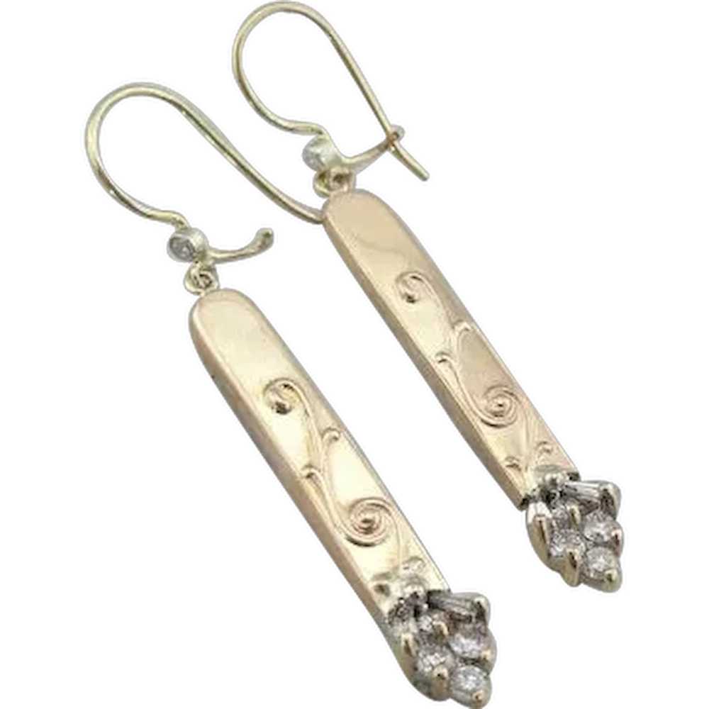 Fine Diamond Upcycled Drop Earrings - image 1