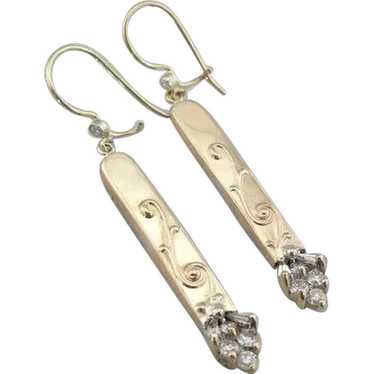 Fine Diamond Upcycled Drop Earrings - image 1