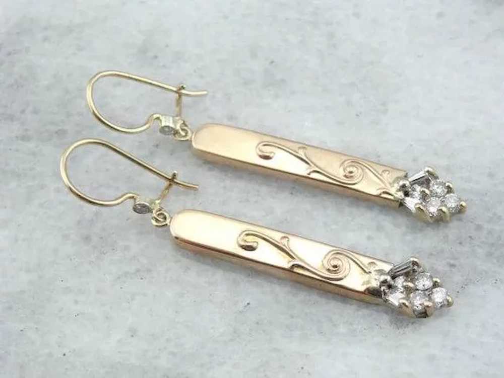 Fine Diamond Upcycled Drop Earrings - image 3