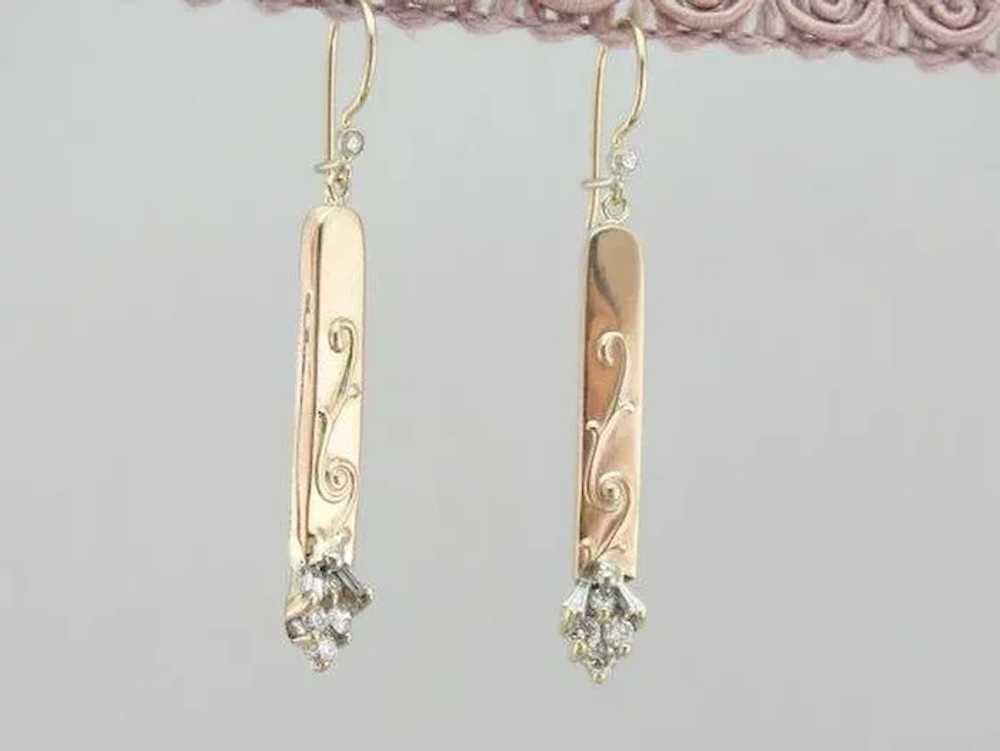 Fine Diamond Upcycled Drop Earrings - image 5