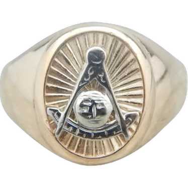 Large Retro Era Masonic Statement Ring