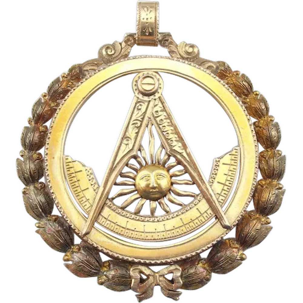 Large Antique Victorian Masonic Medal Pendant - image 1